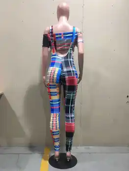 Echoine Izšūta Krāsainiem Drukas Jumpsuit Strapless Kultūraugu Top Sievietes Saskaņošanas Kopums, Playsuit Sexy Izdilis Puse Clubwear Tērpiem