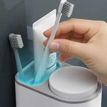 Ecoco zobu Suku turētājs zobu pastai, uzglabāšanas organizators zobu sukas plaukta magnētisko adsorbcijas Ar tasi vannas istabas piederumi
