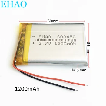 EHAO 603450 3,7 V 1200mAh Litija Polimēru litija polimēru Uzlādējamu Bateriju, MP3, GPS DVD PAD E-grāmatas tablet PC