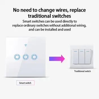 Eiropas Standarta Tuya Smart WIFI Touch Switch Balss Vadības Smart Wifi Sienas Slēdzi Smart Slēdzis, Alexa Un Google Home