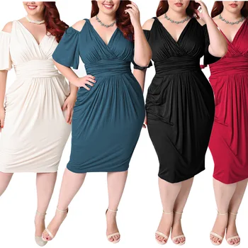 Eiropas un Amerikas plus lieluma sieviešu tauku mm plus strapless viduklis seksīga, elegants kleita vasaras modes pārdošanas cietā kleita sievietēm