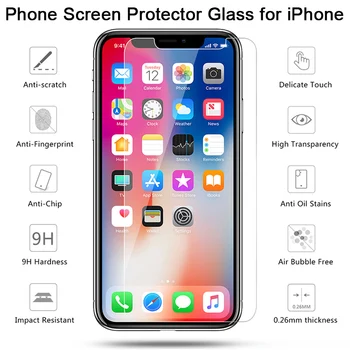 Ekrāna Aizsargs Filmu uz iPhone 6 7 6S 8 Plus 5 5S SE 9H Aizsardzības Stiklu iPhone iPhone 11 X XR XS Max 4 4S Stikla