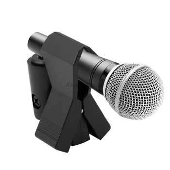 Elastīgs Mikrofons Mic Stand Piederumu Plastmasas Piekarapskava Turētājs Stiprinājums Melns
