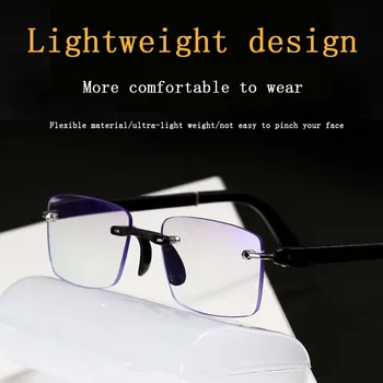 Elbru Anti Zilā Gaisma Bezrāmju Lasīšanas Brilles Sievietēm, Vīriešiem, Ultravieglajiem Skaidrs, Vecuma Tālredzība Brilles Ar Rūtiņu Audums Dioptriju 1.0 4.0