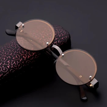 Elbru Modes Retro Augstas Precizitātes Stikla Lēcas Lasīšanas Brilles Vintage Metāla Briļļu Lielgabarīta Kārta Antifatigue Brilles