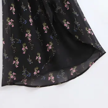 Elegants bohēmijas black print garas vasaras kleitas slash kakla ruffles tauriņš piedurknēm ar asimetrisku augsta vidukļa atgriezeniska kleita