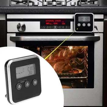 Elektronisko LCD Digitālais Pārtikas Termometrs BBQ Gaļas Zondi, Temperatūras Trauksmes Virtuve, ēdienu Gatavošanas Taimeris, Cepeškrāsns Temperatūras Rādītājs Signāls