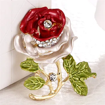 Emaljas Rose Puķu Piespraudes Sieviešu Modes Dāma Luxury Pearl Ziedu Piespraudes Pin Pavasara Vasaras Dizaina Pieejami Dāvana