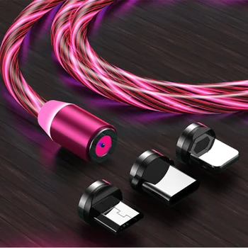 Eoenkk krāsains magnētisko plūsmu gaismas apgaismojums uzlādēšana tālruņa lādētāju līnijas Samaung LED micro USB Type C iPhone