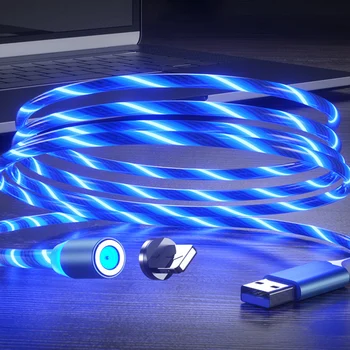 Eoenkk krāsains magnētisko plūsmu gaismas apgaismojums uzlādēšana tālruņa lādētāju līnijas Samaung LED micro USB Type C iPhone