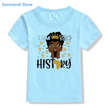 Es Esmu Black Vēsture Grafiskais Izdrukāt T Zēniem, Bērniem Drēbes Āfrikas Melnās Zēns T Krekls Kawaii Bērnu Apģērbu Vasaras Topi, T-Krekls