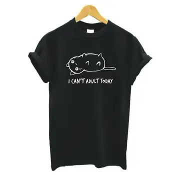 Es nevaru Pieaugušo Šodien Karikatūra Kaķis Drukāt Tee Kreklu Femme Vasaras Nerātns Kaķēns Kaķis, T Krekls, Sieviešu Topi Gadījuma Tshirt Camiseta Mujer