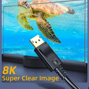 ESSAGER DisplayPort 1.4 Kabeli DP1.4 Vīriešu Vīriešu, HD Kabelis, 8k60hz/4k144hz/2k165hz 32.4 gb / s Atbalsts HDR