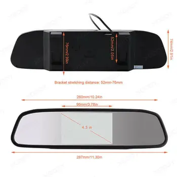ESSGOO 4.3 collu TFT LCD Ekrāns, Auto Monitors Spoguļi Atpakaļgaitā Autostāvvieta Automašīnu Monitors Atpakaļskata Kamera Nakts Redzamības Atpakaļgaitā
