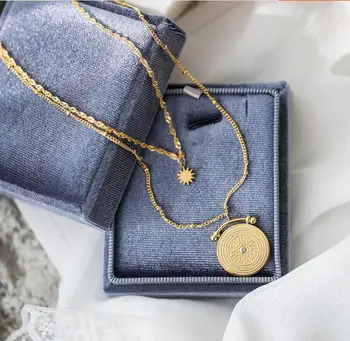 Estētiskās Nerūsējošā Tērauda Sieviešu Rotaslietu Komplekts Bišu Rose Puķu Kompass Signet Kulons Pārklājumu Zelta Ķēdes sānslīdi kaklasaite Kaklarotas Sievietēm