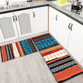 Etniskā Stila Āfrikas Gultas Mat Guļamistaba Apelsīnu Zils Ģeometriskā Iespiesti Mat Virtuves Grīdas Mīksts Paklājiņš, Gaitenis Doormat