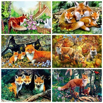 EverShine 5D Fox Dimanta Krāsošana Pilnu Kvadrātveida Dzīvniekiem Cross Stitch Dimanta Mākslas Mozaīkas Izšūšanas Komplekti Pārdošanai, Mājas Apdare
