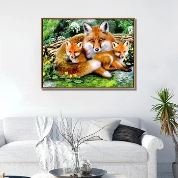 EverShine 5D Fox Dimanta Krāsošana Pilnu Kvadrātveida Dzīvniekiem Cross Stitch Dimanta Mākslas Mozaīkas Izšūšanas Komplekti Pārdošanai, Mājas Apdare
