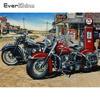 Evershine Dimanta Izšuvumi Motociklu DIY 5D Mozaīkas Krāsošana Rokdarbi Cross Stitch Pilnu Kvadrātveida Urbt Mājas Apdare