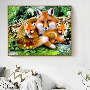 Evershine Dimanta Krāsošana Fox Pilnu Kvadrātveida Dimanta Izšuvumi Dzīvniekiem Cross Stitch Mozaīkas Rhinestone Attēlus, Mājas Dekoru, Dāvanu