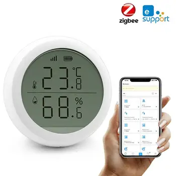EWelink Zigbee Smart Dzīves Temperatūras Un Mitruma Sensoru Iekštelpu Higrometru Termometrs Ar LCD Ekrānu, Displejs Atbalsta Vārti