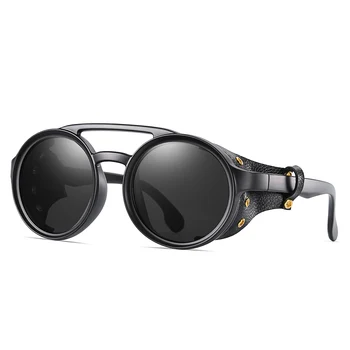 Eyecrafters Retro Kārtu Steampunk Saulesbrilles Ar Ādas Pusi Shileds Vīriešu Sieviešu Modes Vintage Dizainers Brilles Toņos