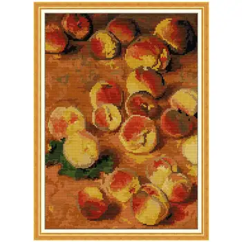 Eļļas glezna persiki Modeļus Ieskaitīts Roku darbs Cross Stitch 11CT 14CT iespiesti krustdūrienu Izšūšanas Komplekti Rokdarbi