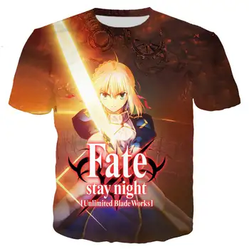 Fate/stay Night Unlimited Blade Works 3D Iespiests T-krekls Vīriešu/sieviešu Vasaras Modes Īsām Piedurknēm Harajuku Streetwear Tee