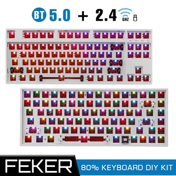 FEKER 84/87Keys Hotswap DIY Klaviatūra Komplekts bluetooth Bezvadu 2.4 G Tipa c 3/5pin RGB Backlit Mehāniskā Tastatūra Pielāgota Komplekts