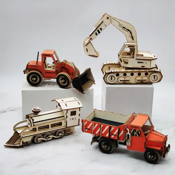 FEOOE Projektēšana Transportlīdzekļa Sērijas 3d Puzle, Roku darbs, Koka Montāža Kravas automašīnu, Ekskavatoru Modelis Puzzle Diy Bērnu Rotaļlietas WL