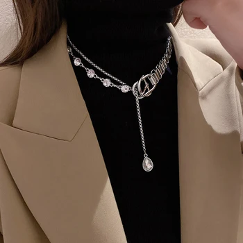 Flashbuy Modes Dizaina Līmēšana Crystal Ķēdes Jostas Sprādzes Kulons Kaklarotas Sievietēm Spīdīgu Collarbone Ķēde, Kaklarota, Kakla Jewe