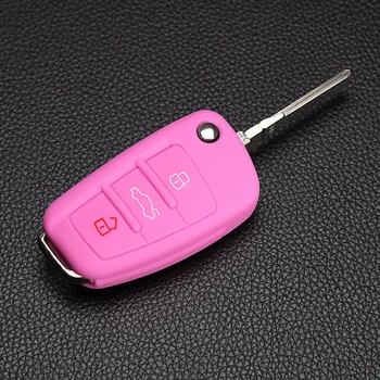 Fob vāciņu, silikona auto atslēgu ādas gadījumā Audi A1 A2 A3 A4 A5 A6 A7 S6 S7 S8 S8 Q3 Q5 Q7 R8 TT RS5 aizsargāta 3 pogas tālvadības