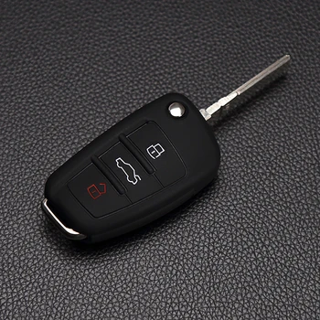 Fob vāciņu, silikona auto atslēgu ādas gadījumā Audi A1 A2 A3 A4 A5 A6 A7 S6 S7 S8 S8 Q3 Q5 Q7 R8 TT RS5 aizsargāta 3 pogas tālvadības