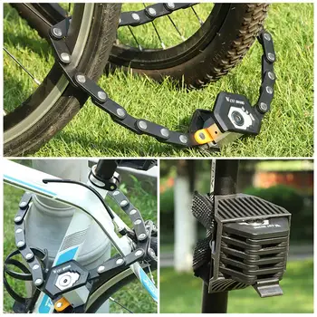 Folding Bike Lock Sakausējuma Ķēdes pretaizdzīšanas Slēdzeni Ūdensizturīgs Anti-bīdes Drošības MTB Ceļu Elektrisko Velosipēdu Slēdzene