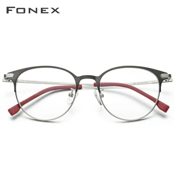FONEX Sakausējuma Brilles Rāmis Vīriešu, Ultravieglajiem Sieviešu Vintage Kārta Recepšu Brilles Retro Optisko Karkasa bez skrūvēm, Briļļu 988