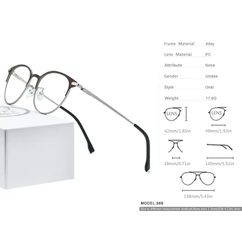 FONEX Sakausējuma Brilles Rāmis Vīriešu, Ultravieglajiem Sieviešu Vintage Kārta Recepšu Brilles Retro Optisko Karkasa bez skrūvēm, Briļļu 988