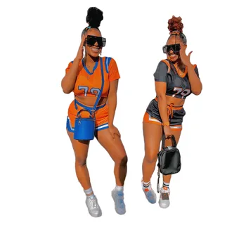 Forša Meitene, BF Stila Basketbols 2 Gabals Komplekti, Sieviešu Apģērbs Vasaras Džemperis Crop Topi Biker Šorti Ikdienas Apģērbu Vairumtirdzniecība Audums