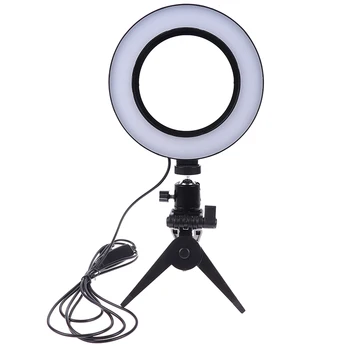 Fotogrāfija LED Selfie Gredzenu Gaismas 16CM Aptumšojami Kameras Tālrunis Gredzens Luktura 6inch Ar Galda Statīvi, Lai Grims Video Live Studio