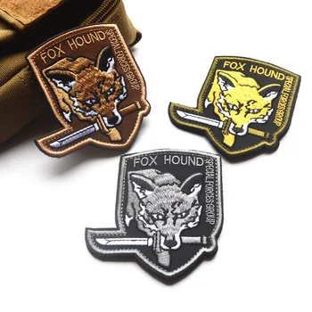 FOX KURTS Īpašo Spēku Grupas Gars Black Metal Gear Solid MGS Izšūti Plāksteri āķis, auduma mugursoma militāro jack plāksteris
