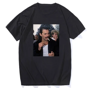Freddie Mercury Smēķēšanas Vintage T-Krekls Atdzist Rock, Punk Sieviešu/Vīriešu Harajuku Fashion Estētisko Vogue Gadījuma Vasaras Apģērbu