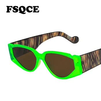 FSQCE ir 2021. Modes Saulesbrilles Sieviešu, Vīriešu Zīmolu, Dizaineru, Vintage, Retro Liels Rāmis Purple Leopard Kaķa Acs, Saules Brilles UV400