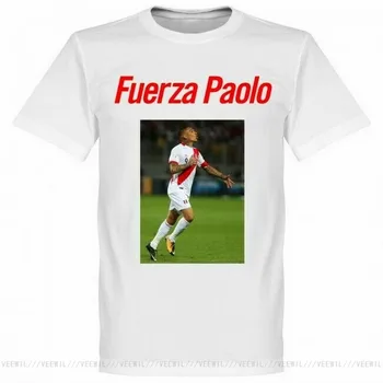 FUERZA PAOLO GERRERO Peru Futbola Komanda BALTS Tops Tee T Krekls Pieaugušajiem Ikdienas Topi, T-Krekls