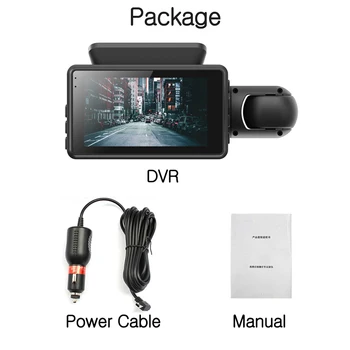 Full HD 1080P Auto Dash Kameras 3 Collu IPS Ekrāns Dual Objektīvs Braukšanas Ieraksti Super Nakts Redzamības Dash-cam G-sensors, Video Ieraksti