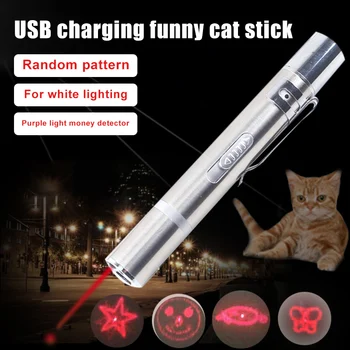 Funny Kaķis Nūju Ar Virvi, USB Uzlādējams LED Sarkanās Gaismas Rādītāju Pildspalvu Bērniem Spēlēt Pet Kitten Rotaļlietas HFD889