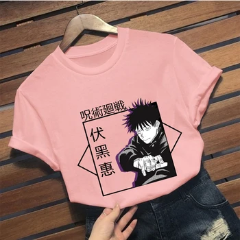 Fushiguro Megumi T Krekli Harajuku Cilvēks T-Veida Krekls Topi Īsām Piedurknēm Japāņu Anime T Krekls