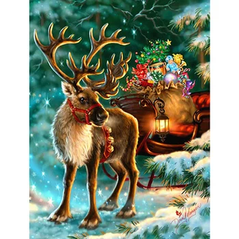 Fuyun 5D Dimanta Glezna, pilns Komplekts, Ziemassvētku Ziemeļbriežu Kārta Rhinestone Attēlu Izšuvumu Pārdošana Dimanta Mozaīku Karikatūra