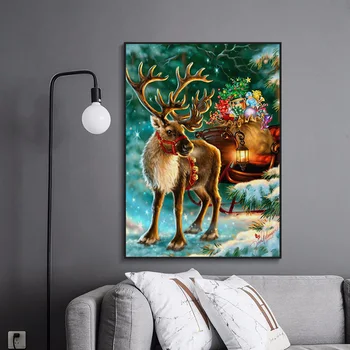 Fuyun 5D Dimanta Glezna, pilns Komplekts, Ziemassvētku Ziemeļbriežu Kārta Rhinestone Attēlu Izšuvumu Pārdošana Dimanta Mozaīku Karikatūra