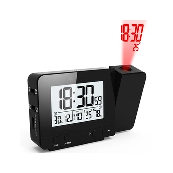 Galda Pulkstenis Digitālais Modinātājs Projekcija Pamosties Dual Alarm LED Projektors Atlikšanas Taimeris Apgaismojums Temperatūras un Mitruma Displejs
