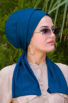 Galvas Lakatu Musulmaņu Sieviešu Kokvilnas Turban Sunīti Hijab Caps Iekšējo Hijabs Femme Musulman Arābu Wrap Turbantes Islāma Apģērbi