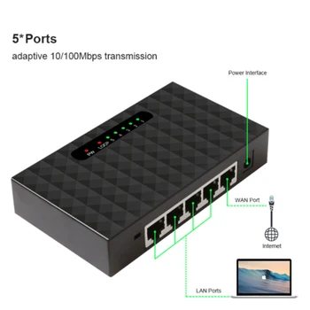 Gigabit Ethernet Tīkla Slēdzi, 5-Port Desktop Switch Fast Ethernet Tīkla Slēdzi, Rumbas RJ45 Ethernet un Komutācijas Mezgls Šunta